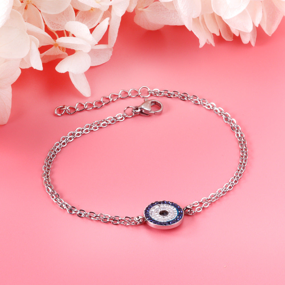 Wholesale Devil's Eye Vintage Stainless Steel Diamond Bracelet